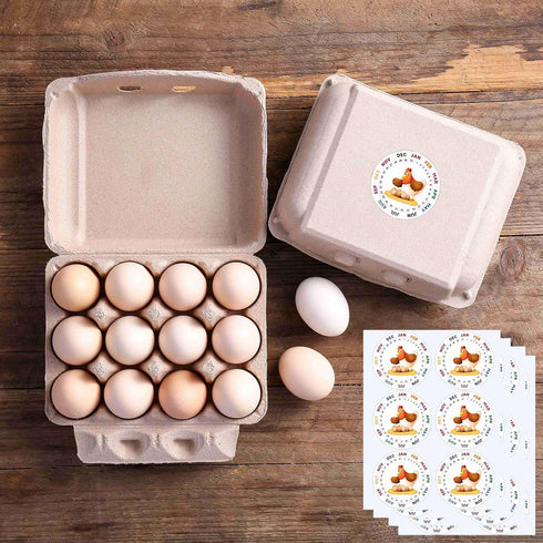 LayHyand 50 Dozen 3x4 12 Count Pcs Vintage Egg Cartons with Labels, Square Egg Basket Blank Natural Paper Pulp