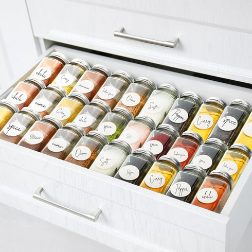 4 24 Pack Simple Houseware Spice Jars Ounce Square Glass Bottles with Shaker Lids, Funnel and Labels for Seasoning