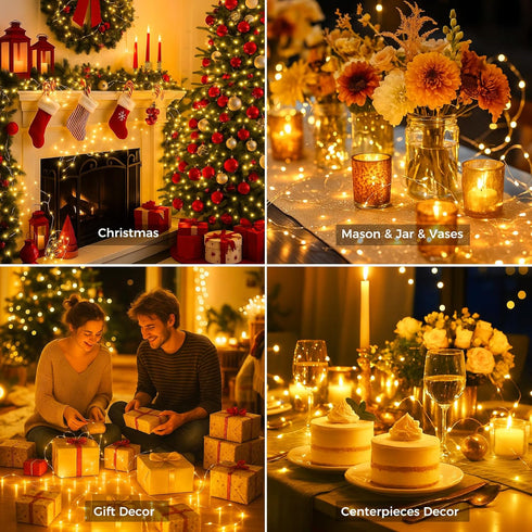 50 Pack 20 3 7ft litogo Yellow Fairy Lights Battery Operated with Timer, LED Modes Twinkle Light, Waterproof Silver
