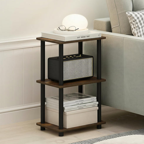 3-Tier Furinno Turn-N-Tube Storage Shelves, Open Frame Book Shelf, Standing Corner Shelf, Toolless Assembly, Open