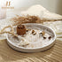 Hanobe Decorative Serving Tray Round: Farmhouse Coffee Table Decor Boho White Mandala Trays for Living Room Kitchen
