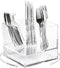 ELTOW Acrylic Swivel Silverware Caddy, Stylish Kitchen Table Organizer for Spoons, Forks, Knives, Napkins