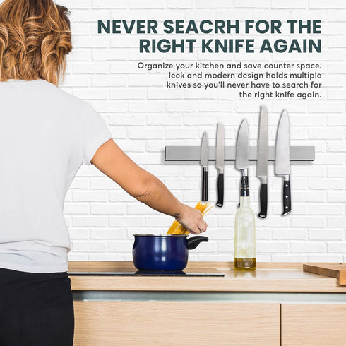 Stainless Steel Knife Magnetic Strip, Multi Use Magnetic Holder for Kitchen Organization, 16 Inch Wall Knife Rack