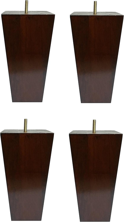 Elegant Upholstery 6" Solid Wood Furniture Sofa/Chair/Ottoman Tapered Legs, Walnut Finish, Set of 4