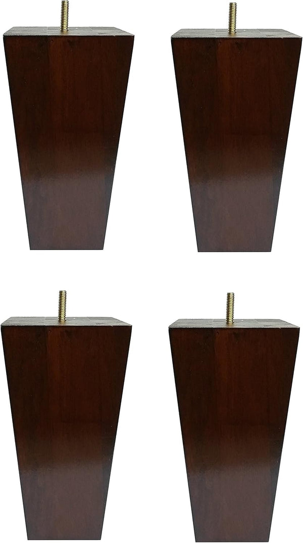 Elegant Upholstery 6" Solid Wood Furniture Sofa/Chair/Ottoman Tapered Legs, Walnut Finish, Set of 4