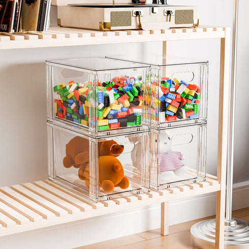 Yieach 2 Pack Drawers,11Deep Large Stackable Storage Under Cabinet Organizer,Baby Bottle Organizer,Clear Stacking Pull