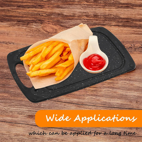 Mini Kitchen Cooking Board Mats, 10" x 6" Non-Slip Plastic Chopping Boards with Built-in Juice Grooves (Black)