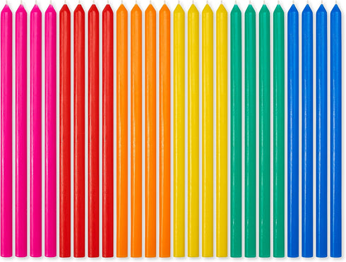 American Greetings Long Thin Birthday Candles, Multicolored (24-Count)