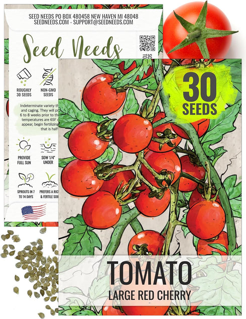 Seed Needs Tomato Seeds for Planting Large Red Cherry Tomatoes - Non-GMO