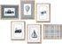 6Pcs Sailboat 8"x10" Vintage Transportation Nursery Wall Art Navy Blue Hot Air Balloon Biplane Train Truck Pictures