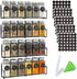 VITEVER Magnetic Spice Rack - 4 Pack with 24 Square Glass Jars, Quick-Find Labels, Funnel, Space Saver