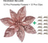 GL-Turelfies 12 Pcs Rose Gold Glitter Christmas Flowers (16cm/6.3’’) with 12 Pcs Clips for Xmas Tree Ornaments