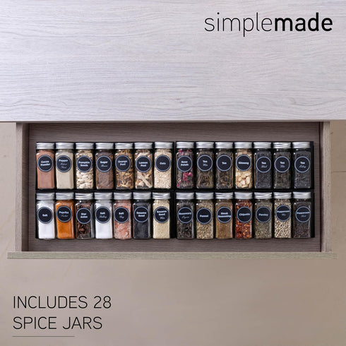 4 28 13" 17.5" SIMPLEMADE-Spice Drawer Organizer, Spice Rack Drawer for Kitchen, Tier Black Drawer Spice Organizer