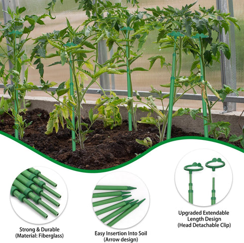 17.9IN 42.3IN 3Pack Extendable Plant Stakes, Length Scalable from to Plant Support Stake, Orchid Sticks with Clips