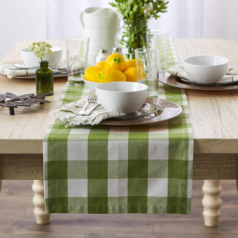 DII Buffalo Check Collection Classic Farmhouse Table Runner, 14x72, Antique Green