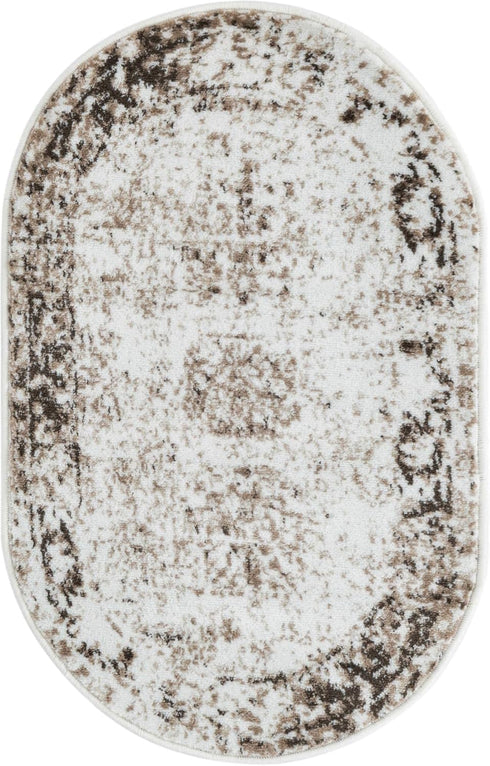 Unique Loom Sofia Collection Area Rug - Casino (2' x 3' 1" Oval, Beige/ Tan) by Unique Loom