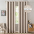 MIULEE 100% Blackout Linen Textured Curtains - Solid Thermal Insulated Natural Beige Grommet Drapes, 52 x 96 Inch, 2