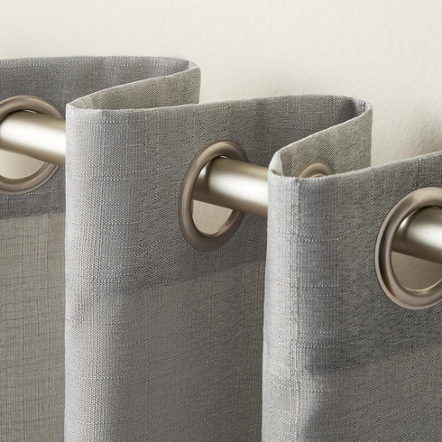 Loha Linen Grommet Top Curtain Panel Pair by Exclusive Home, 54"x108", Dove Grey