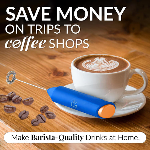 Zulay Kitchen Milk Frother - Duracell Powered Handheld Foam Maker for Coffee, Latte, Matcha, Cappuccino - Mini Foamer