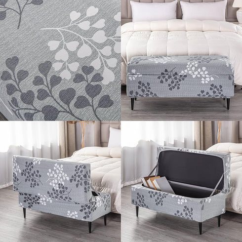FUANGUI Ottoman Cover Slipcovers Rectangular Printed Folding Stretch Storage Bench Footrest Sofa Stool Covers Footstool