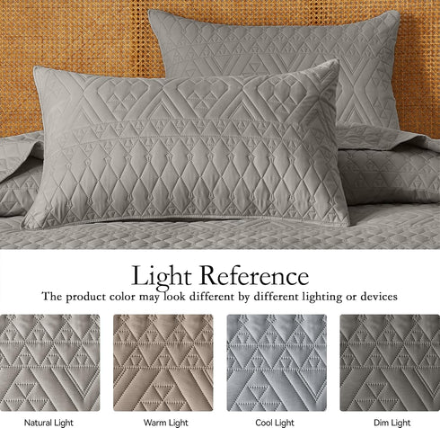 Set,Dark Set Seasons,3 Piece(1 Quilt,2 akkialla Full/Queen Size Quilt Bedding Grey Lightweight Microfiber Soft
