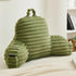 Memfydu Faux Fur Fluffy Sage Reading Pillow with Pockets, Luxury Striped Plush Decorative, Arm Rests and Back Support