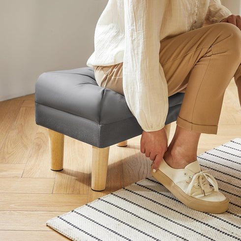 15.75" 11.42" W12.6" UHBD040BG YMYNY Small Footstool Ottoman, Faux Leather Footrest with Sponge Padded Seat, Step Stool