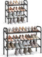 SONGMICS Expandable Shoe Rack, 3 Tier Shoe Rack Shelf, Adjustable Shoe Organizer