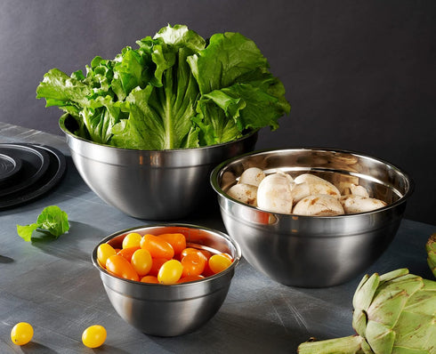 Table Concept Set Mixing Bowls with Airtight Lids, Stainless Steel Nesting Bowl for Space Saving Storage, Ideal