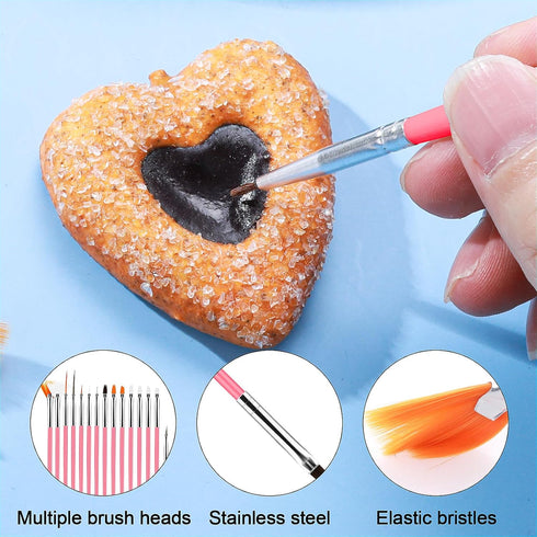 15pcs Cake Painting Brushes, Cake Decorating Brushes Kit Food Safe Paint Brush Tools,Fondant Sugar Cookie Painting Brushes Supplies for Cookie Cake Decoration (Pink)