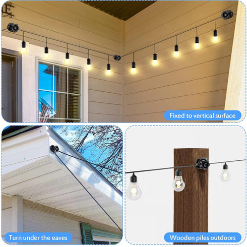 Saillong 4 Pack Hooks for Outdoor String Lights, Weatherproof Christmas Light Clips, Hanger Hooks for Holiday Decor,