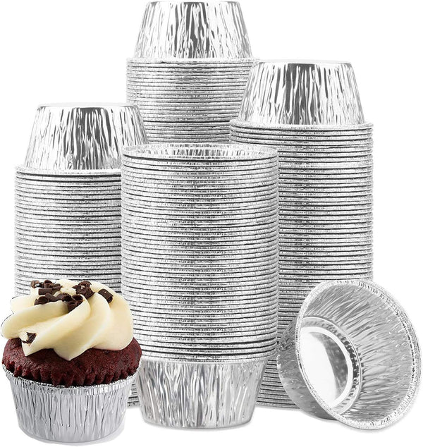 150Pack Aluminum Foil Ramekins Cups - 4 oz Disposable Baking Cups for Tart, Souffle, Appetizer
