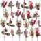 WILLBOND 24 Pcs Artificial Christmas Tree Picks Red Berry Pine Picks Spray