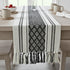Boho Table Runner with Tassel 14 x 72 Inches, Black & Cream