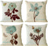 YeeJu Set of 4 Cotton Linen Floral Decorative Throw Pillow Covers 20x20 Inch for Home Decor