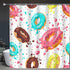 Colorful Donuts Shower Curtain Sets with Hooks, Pink Chocolate Lemon Blue Mint Glaze on White, Waterproof Bathroom Decor
