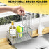 304 Countertop Cisily Sink Caddy Organzier with High Brush Holder, Sponge Holder for Sink, Rustproof Stainless, Kitchen