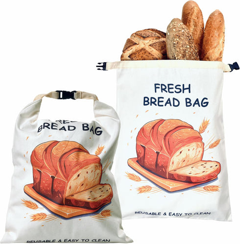 Extra Large Reusable Bread Bags for Homemade Bread - 2 Pack, 17"x13"