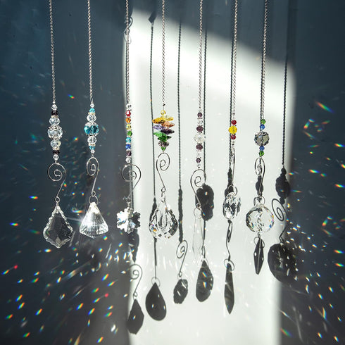 Set 7 H&D HYALINE & DORA Crystal Rainbow Suncatcher Glass Bead Chain Fengshui Hanging Pendant for Window Garden Party