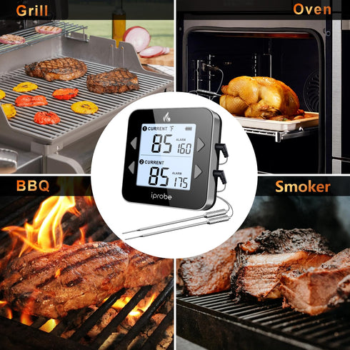 Dual Probe Rechargeable Waterproof Digital Meat Thermometer, Large LCD Cooking Thermometer for Kitchen & BBQ