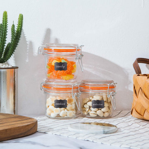 Encheng Glass Jars With Airtight Lids, 6 oz Mason Jars, Storage Jar With Hinged Lid for Home and Kitchen, 12 Pack