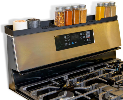 30 Inch TEO Magnetic Stove Top Shelf - Silicone Over the Stove Spice Rack for Kitchen Gadgets Storage Organization