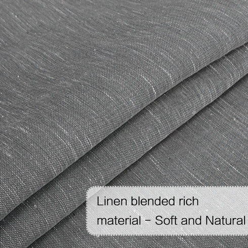 H.VERSAILTEX Charcoal Grey Linen French Door Curtains, Semi Sheer Light Reducing Privacy, 52" W x 72" L
