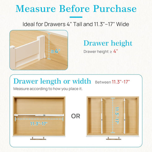 8 Pack, 4" 11.3"-17" Vtopmart Drawer Dividers for Clothes Adjustable High Expandable from Dresser Drawer Organizer