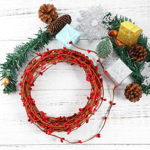 Gejoy 2 40 Country Rolls Feet Double Pip Berry Garland Floral Craft Pip Berry Garland Floral Craft Decor, Artificial