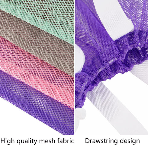 4-Pack Cute Mesh Beach Tote Bags with Drawstring