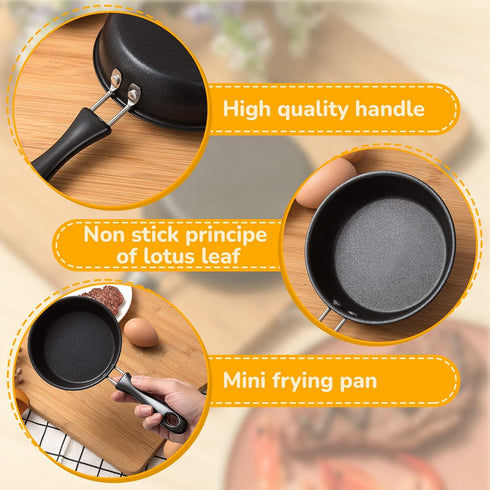 Tessco 2 Pieces Mini Cast Iron Skillet, 4.7 Inch Round Non Stick Fry Pan for Cooking and Baking