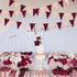 Burgundy Party Decorations - Maroon Champagne Gold Triangle Banner Flag Bunting for Birthday, Engagement, Wedding, Baby