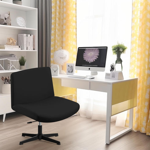 Armless Chair Slipcover - Waterproof Criss Cross Stretchable Cover for Mid Back Accent Chair (Black)