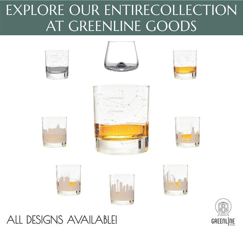 Greenline Goods Whiskey Glasses Set of 2 – Northern Summer Sky & Astronomy Constellations, 10 Oz